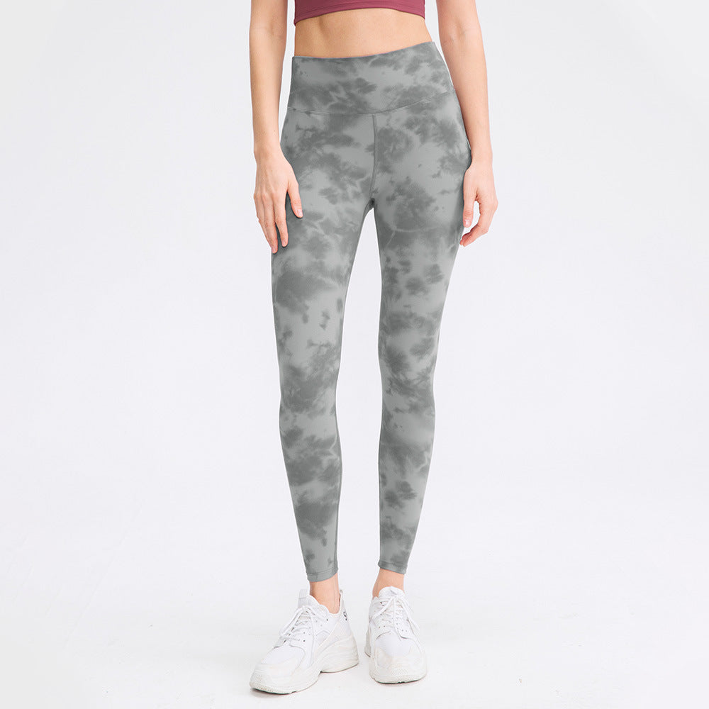 Printed Yoga Trousers Women Nude Double-Sided Brushed High Waist Hip Lift Tight No Embarrassment Line Fitness Trouser