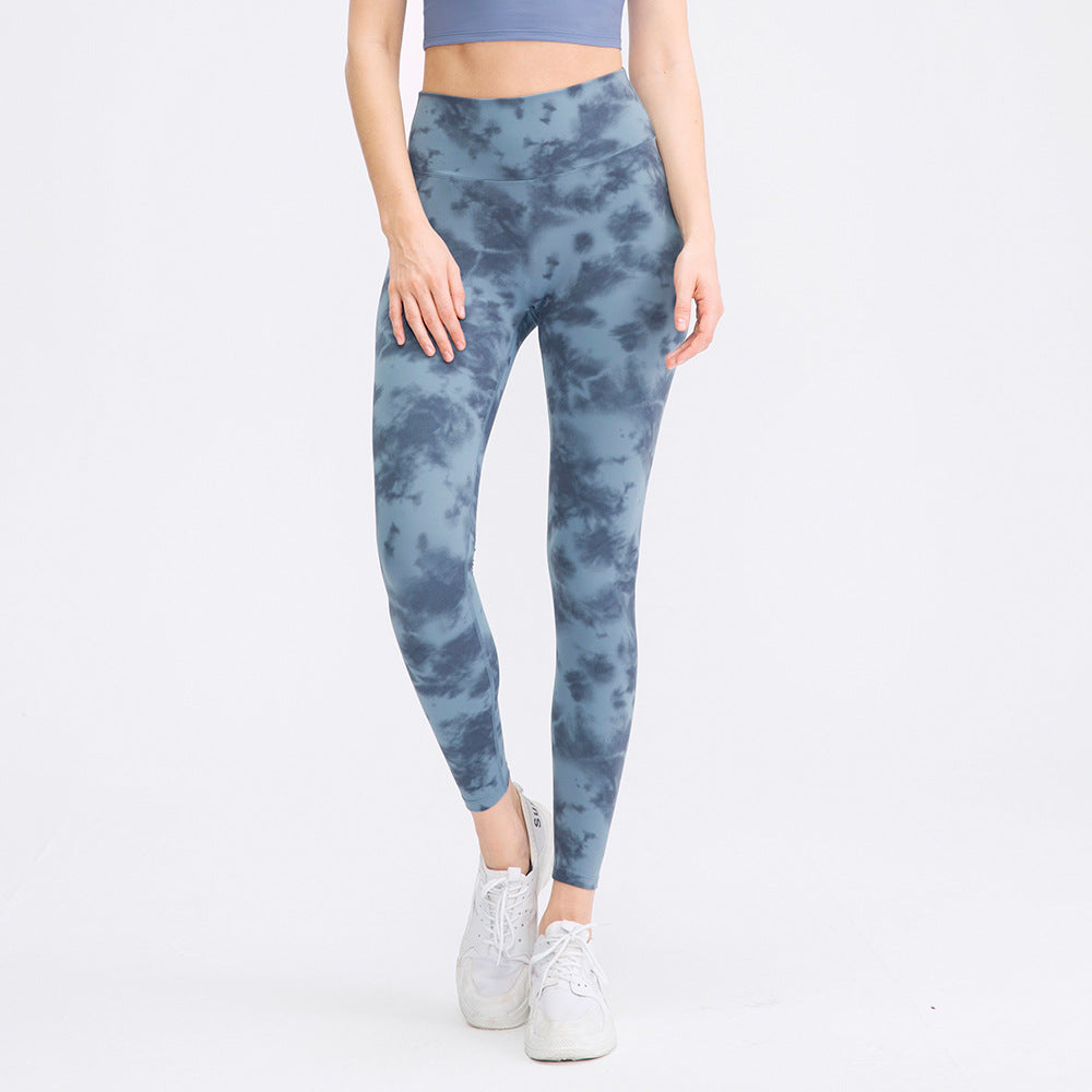 Printed Yoga Trousers Women Nude Double-Sided Brushed High Waist Hip Lift Tight No Embarrassment Line Fitness Trouser