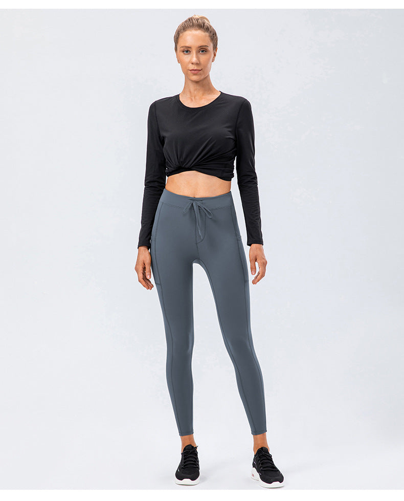 Yoga Pants Women Drawstring Hip Raise Skinny Sports Running Fitness Pant