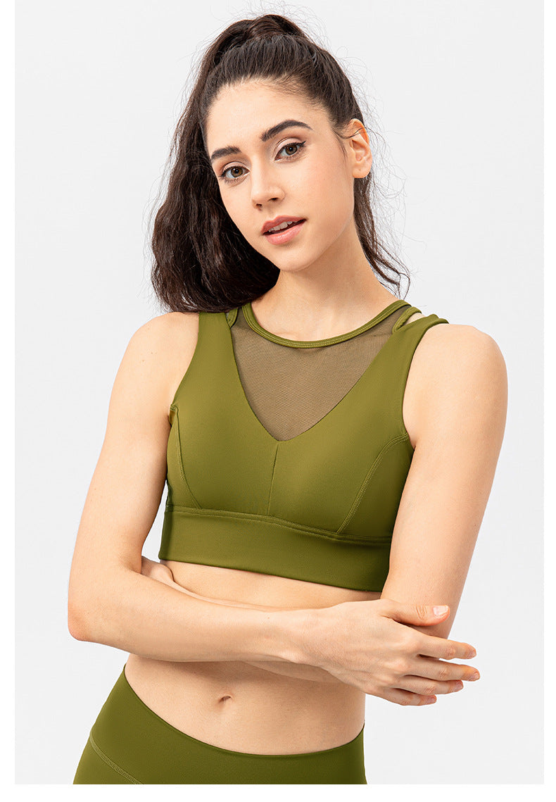 Soutien-gorge de sport Naked Women Sense Yoga Vest Buckle Mesh Stitching Shock Absorbing Sports Wear Body Naked Women Sense Yoga Vest Buckle Mesh Stitching Sports Support
