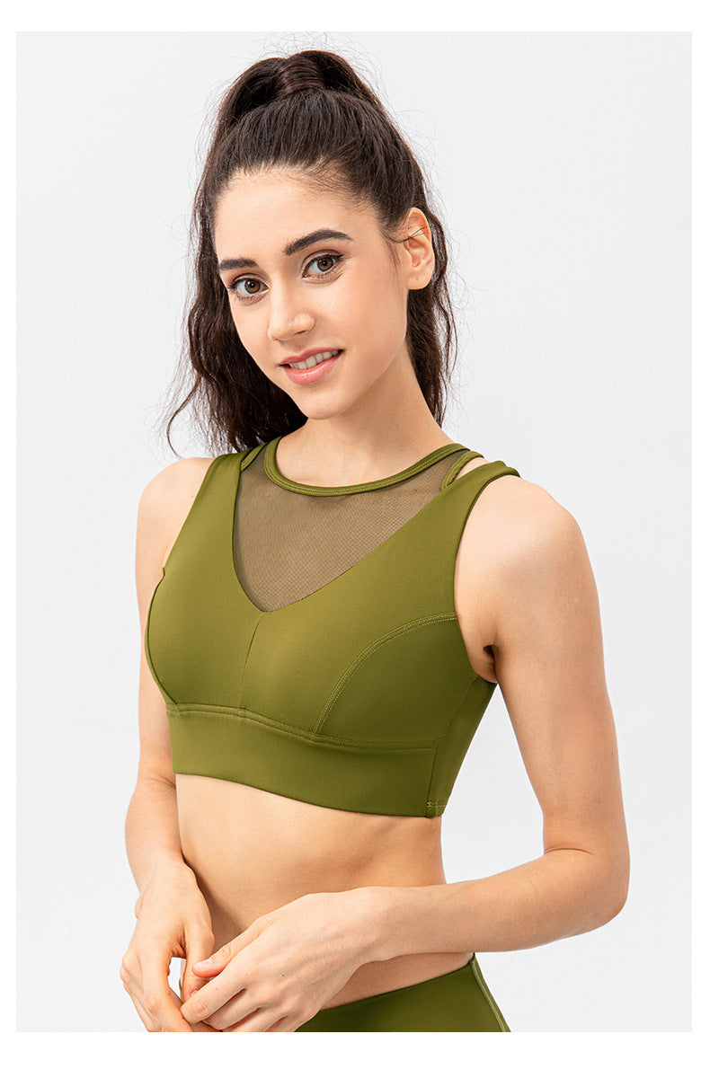 Soutien-gorge de sport Naked Women Sense Yoga Vest Buckle Mesh Stitching Shock Absorbing Sports Wear Body Naked Women Sense Yoga Vest Buckle Mesh Stitching Sports Support