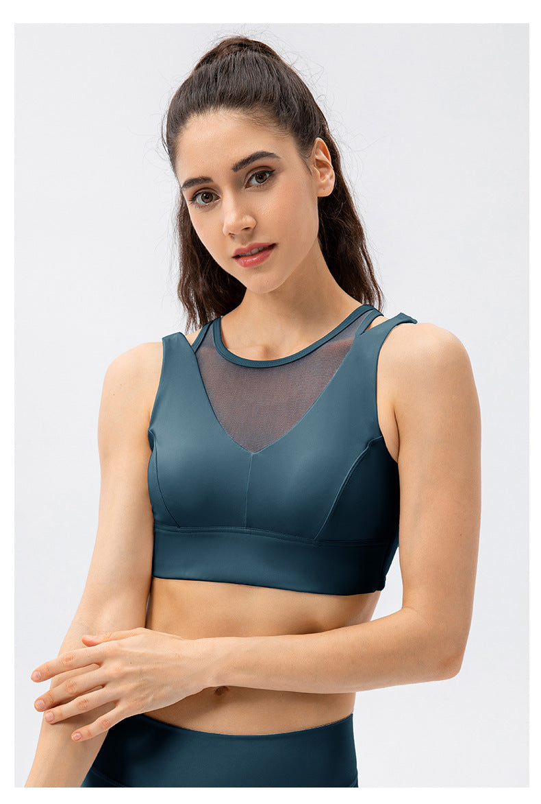 Soutien-gorge de sport Naked Women Sense Yoga Vest Buckle Mesh Stitching Shock Absorbing Sports Wear Body Naked Women Sense Yoga Vest Buckle Mesh Stitching Sports Support