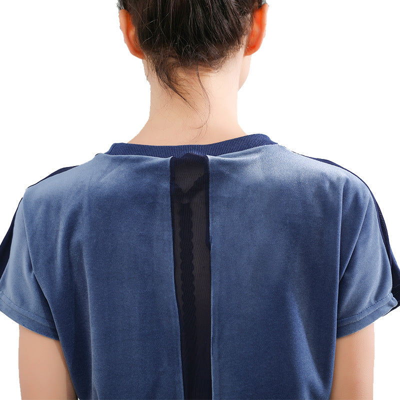 Velvet Short Sleeved T shirt Women Sports Running Pullover Sports Sweater Sports Clothing