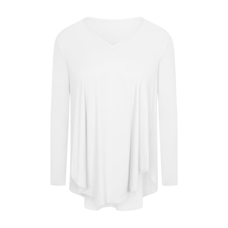 Top de yoga ligero, fino, holgado, que absorbe la humedad, para entrenamiento, adelgazante, con cobertura abdominal, asimétrico e irregular, de secado rápido, manga larga.