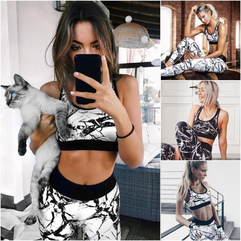 Women Clothing Slim Print Sports Yoga Suit Plus size