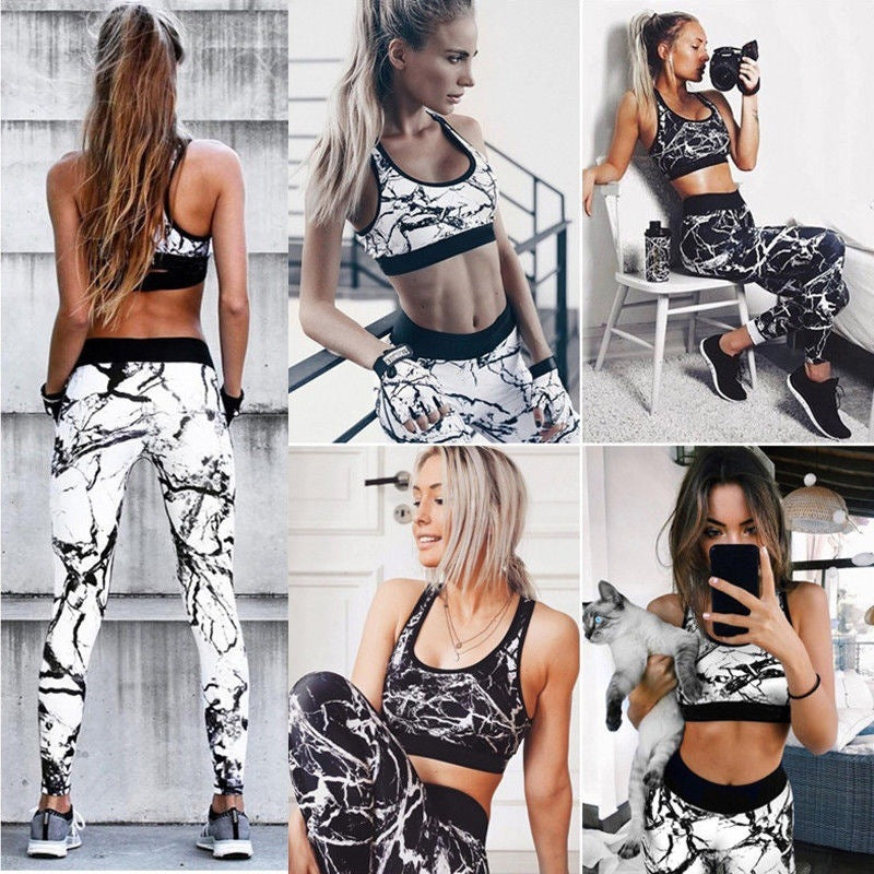Women Clothing Slim Print Sports Yoga Suit Plus size