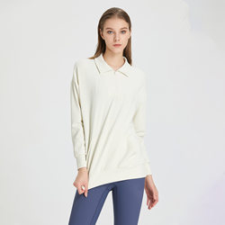 Pull de sport automne-hiver à col côtelé pour femme, fermeture éclair demi-hauteur, idéal pour le yoga, la course et l'entraînement, manches longues