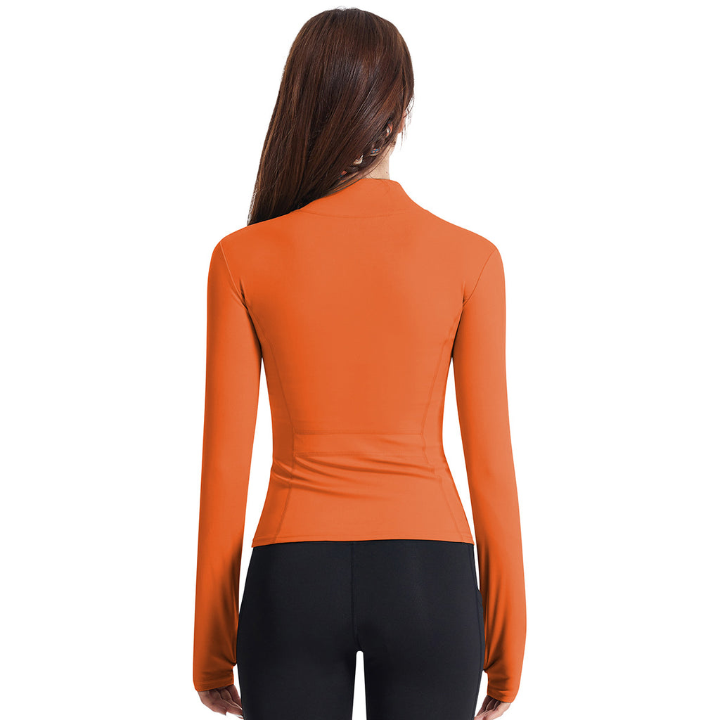 Yoga Clothes Women Finger Zipper Workout Top Outdoor Running Exercise Coat