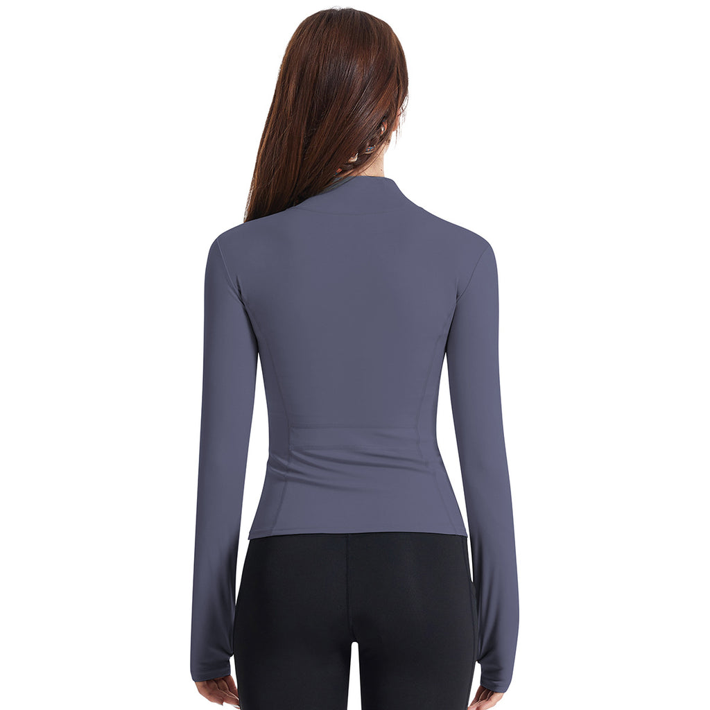 Yoga Clothes Women Finger Zipper Workout Top Outdoor Running Exercise Coat