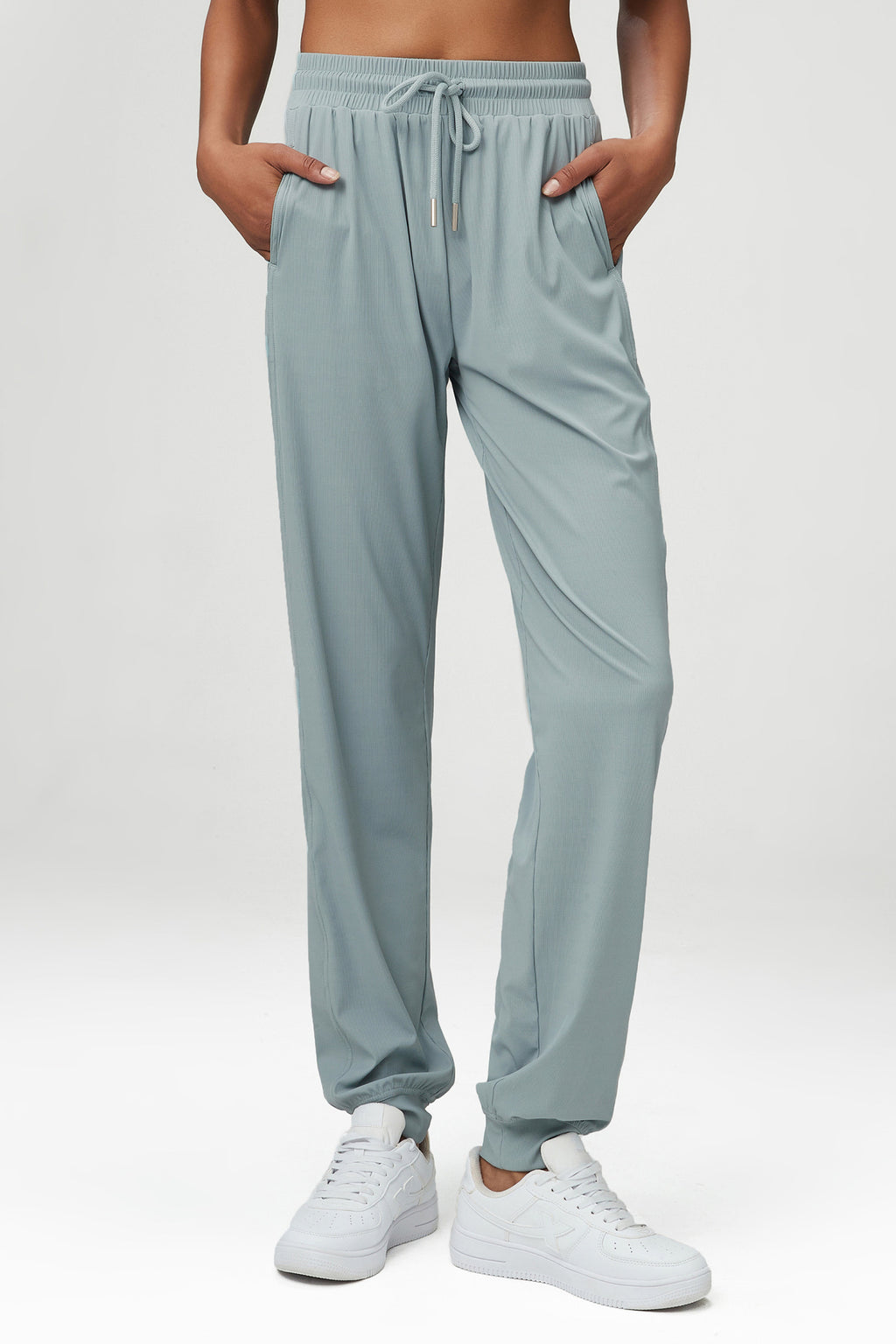 Smooth Loose Track Pants Ladies Mid Waist Sports Pants