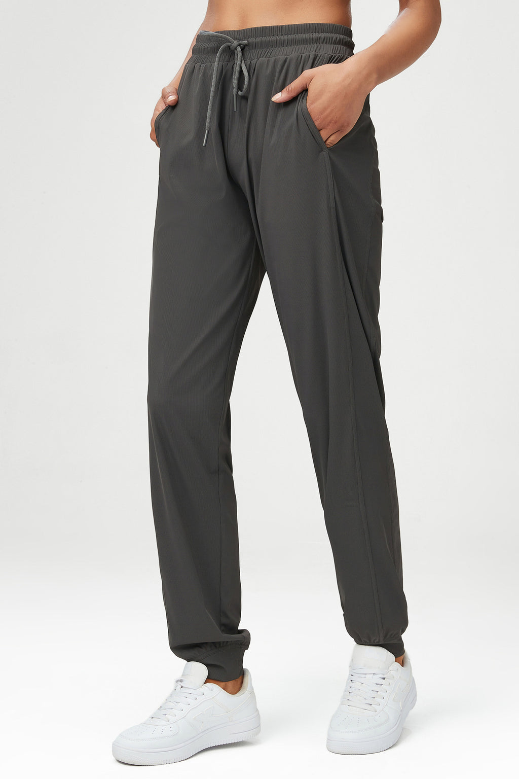 Smooth Loose Track Pants Ladies Mid Waist Sports Pants