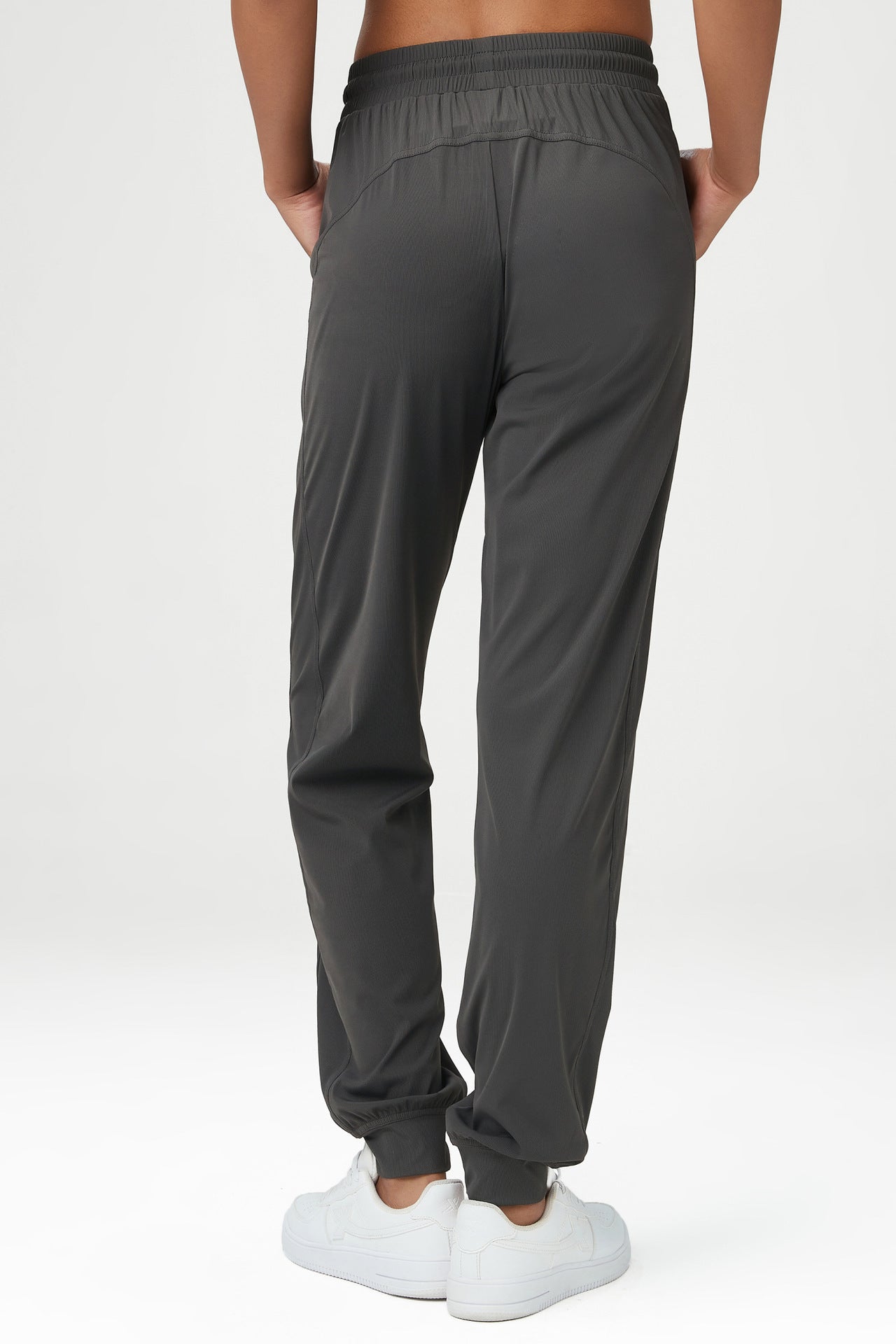 Smooth Loose Track Pants Ladies Mid Waist Sports Pants