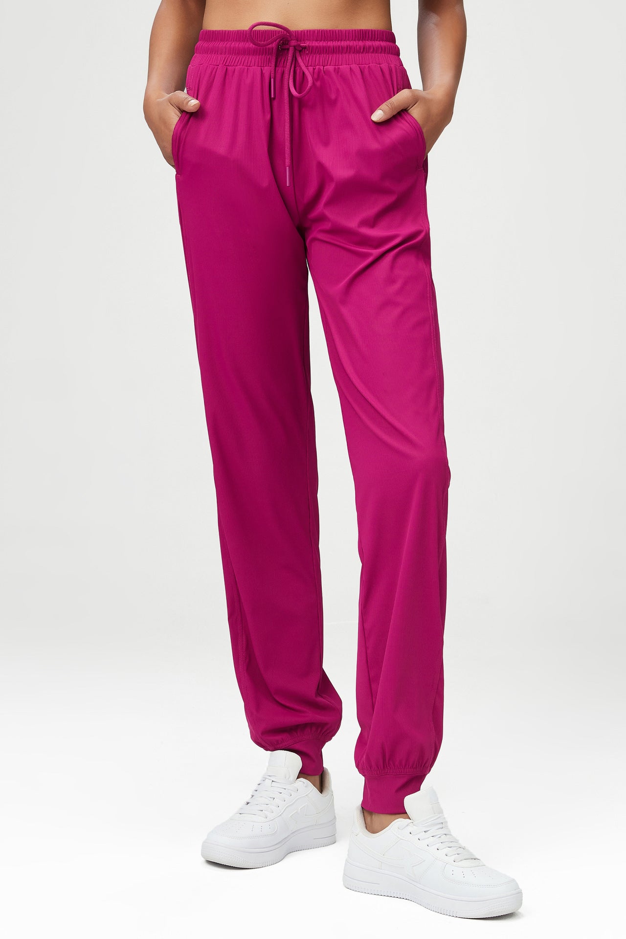 Smooth Loose Track Pants Ladies Mid Waist Sports Pants