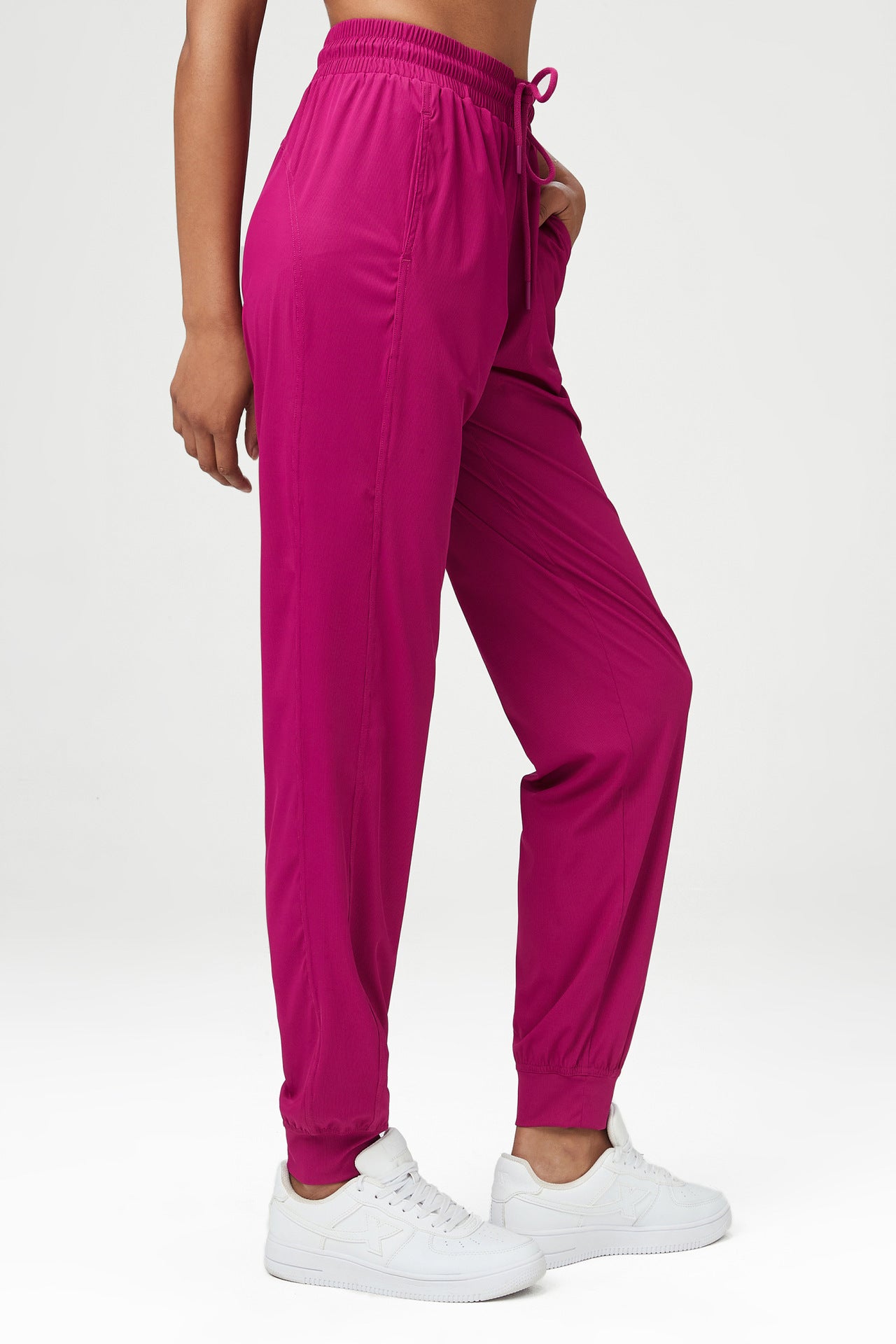 Smooth Loose Track Pants Ladies Mid Waist Sports Pants