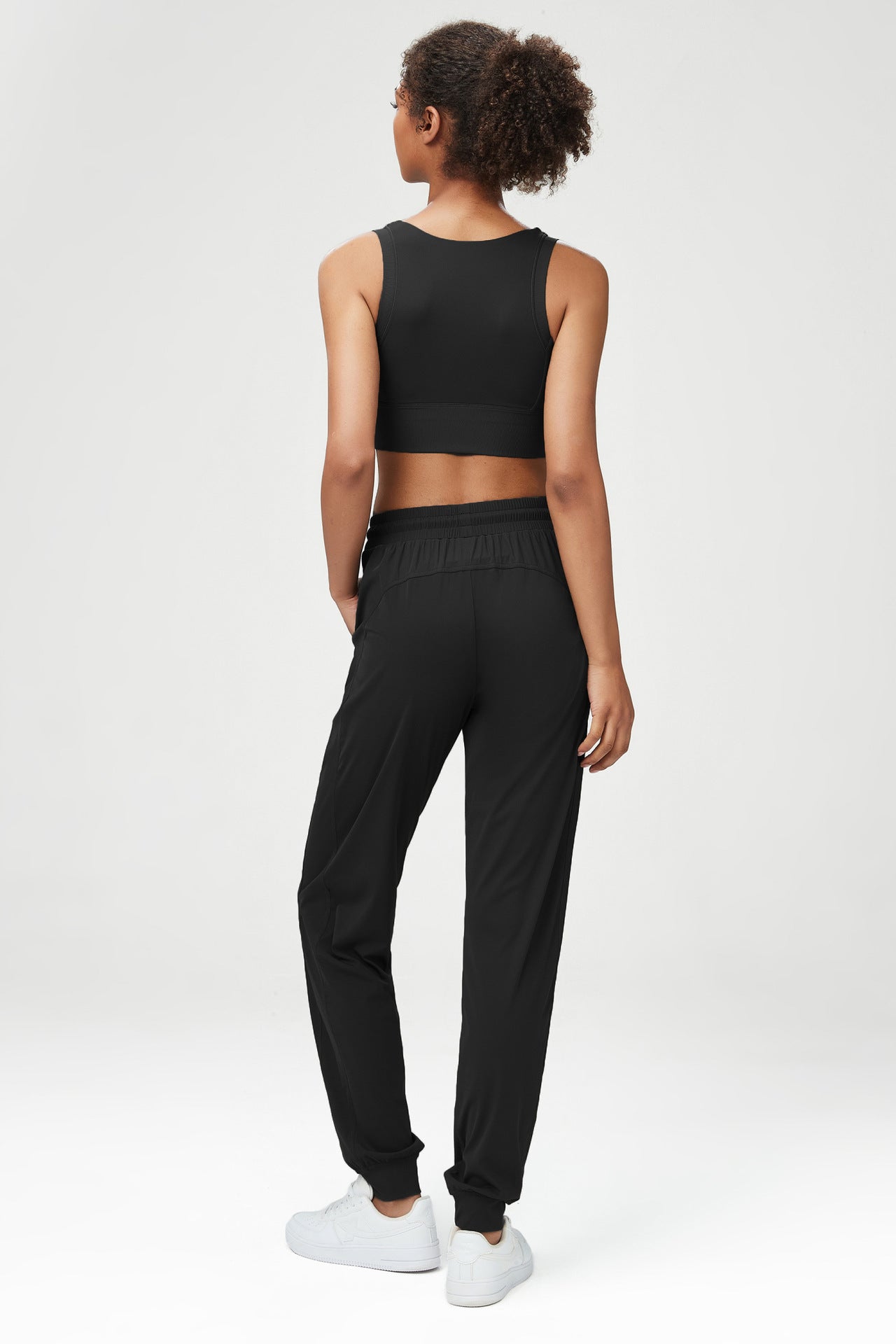 Smooth Loose Track Pants Ladies Mid Waist Sports Pants