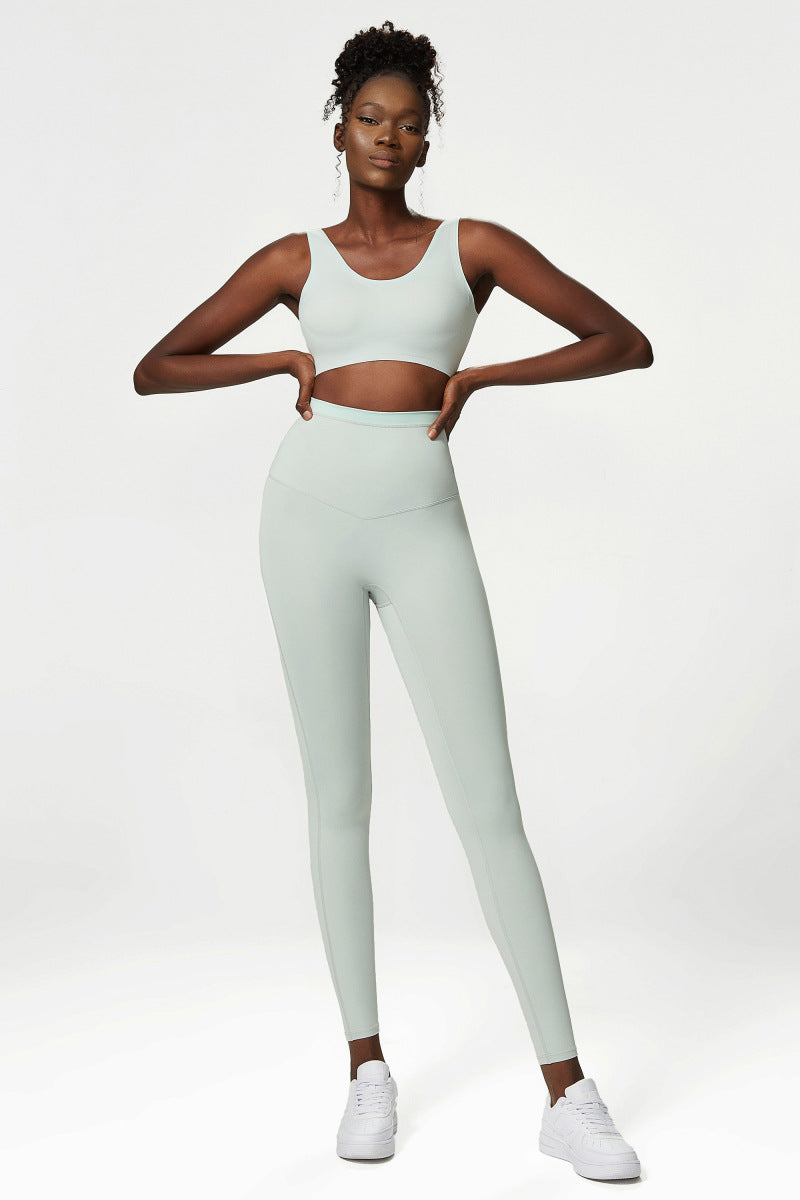 Seamless Nude Feel Yoga Suit Women Sportswear Suit Running Fitness Clothes Suit