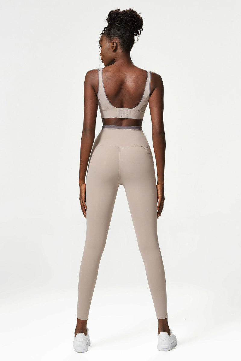 Seamless Nude Feel Yoga Suit Women Sportswear Suit Running Fitness Clothes Suit