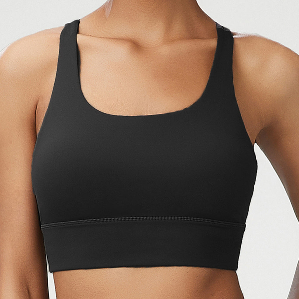 Sujetador deportivo sin costuras con tirantes y pegamento líquido para mujer, ropa interior deportiva para mujer, chaleco de yoga para mujer