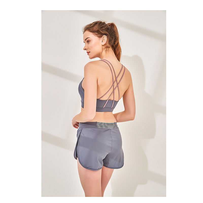 Short de sport anti-exposition pour la course, l'entraînement et le yoga, taille mi-haute, cordon de serrage et coutures élastiques