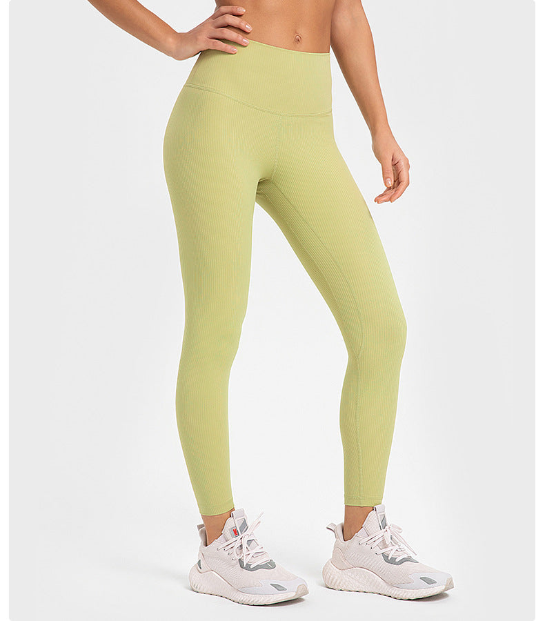 Mallas deportivas a rayas con canalé elástico alto para yoga, correr, fitness, levantamiento de cadera, adelgazamiento, para mujer