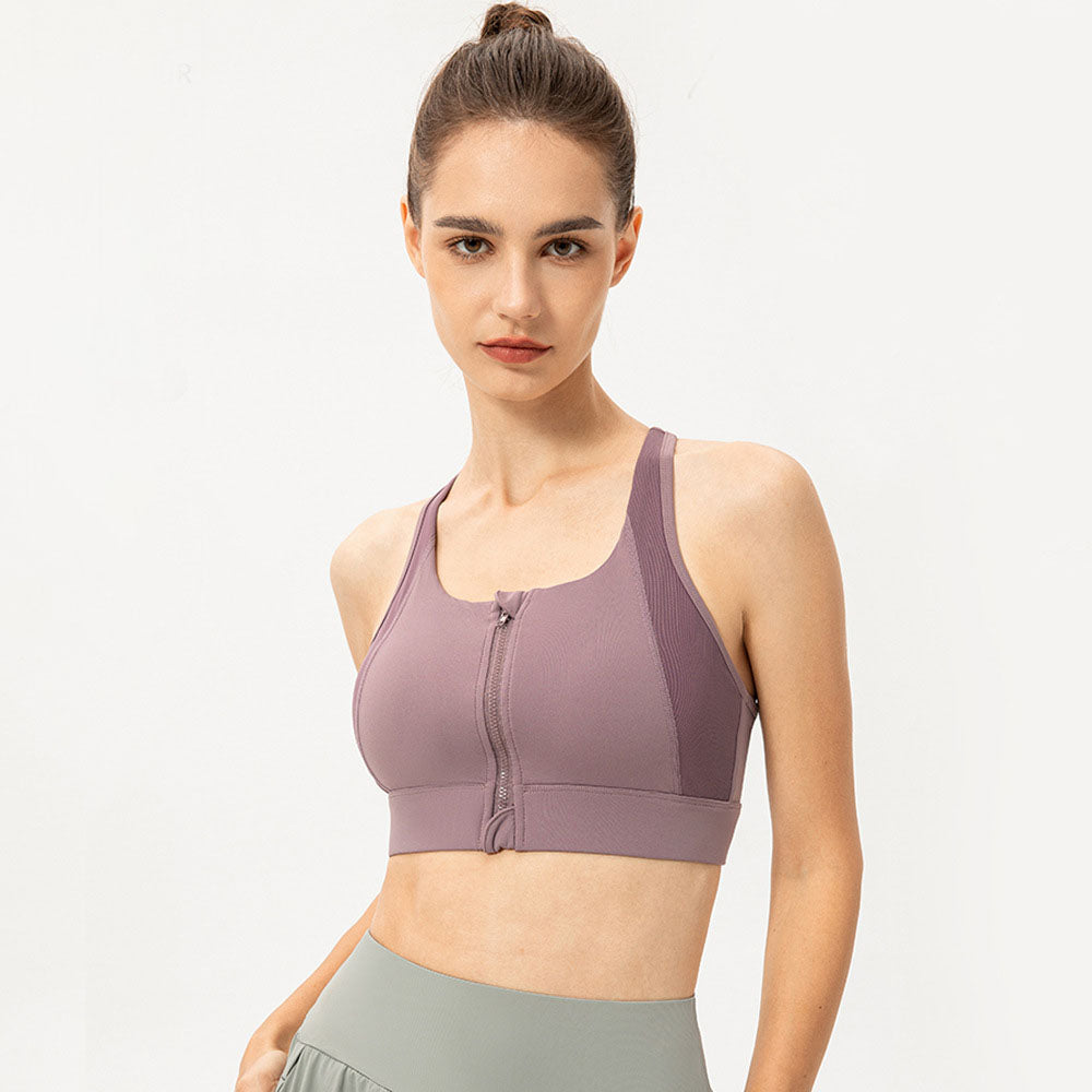 Front Zipper Sports Underwear Naked Women Sense Yoga Training Vest Shockproof Push up Running Workout Bra