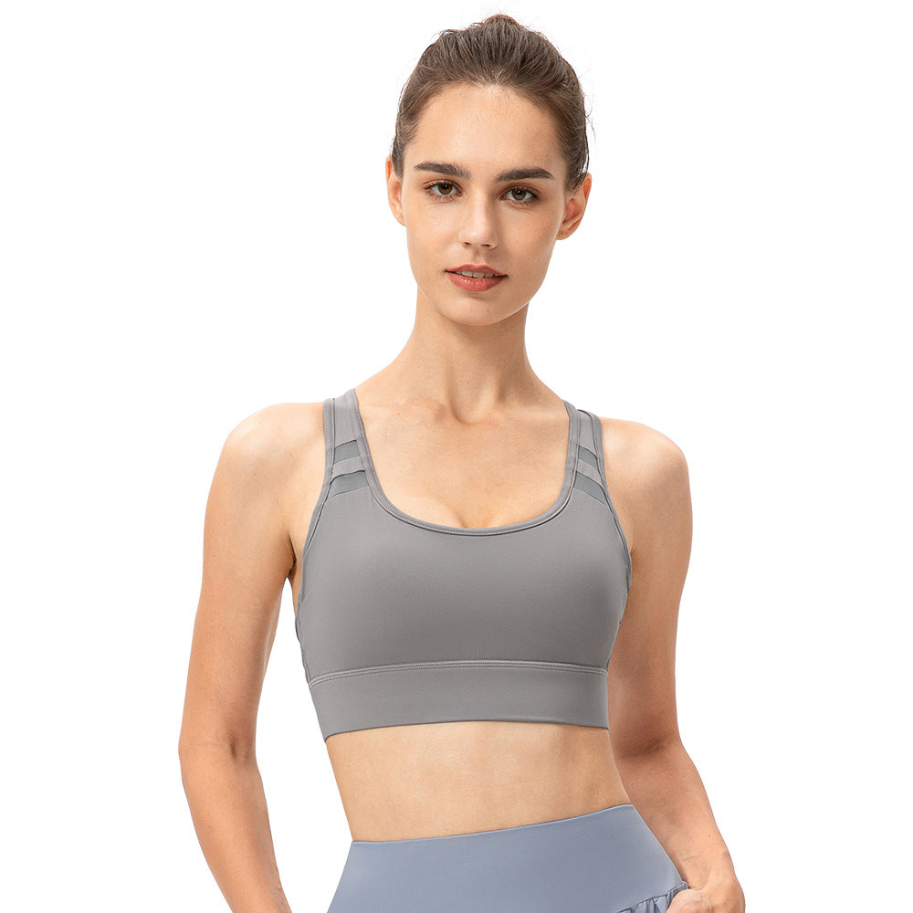 Sujetador de yoga de una pieza de alta resistencia para mujer, chaleco deportivo ajustable con hebilla, ropa interior a prueba de golpes para correr y entrenar.
