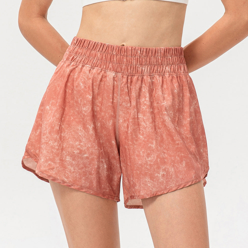 Women Loose Breathable Running Exercise Shorts Faux Two Piece Anti Exposure Lining Quick Drying Yoga Fitness Shorts