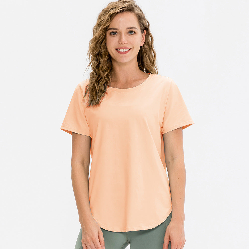 Women Yoga Sports Short Sleeve Loose Running Lightweight Breathable T shirt Stretch Workout Clothes Quick Drying Top