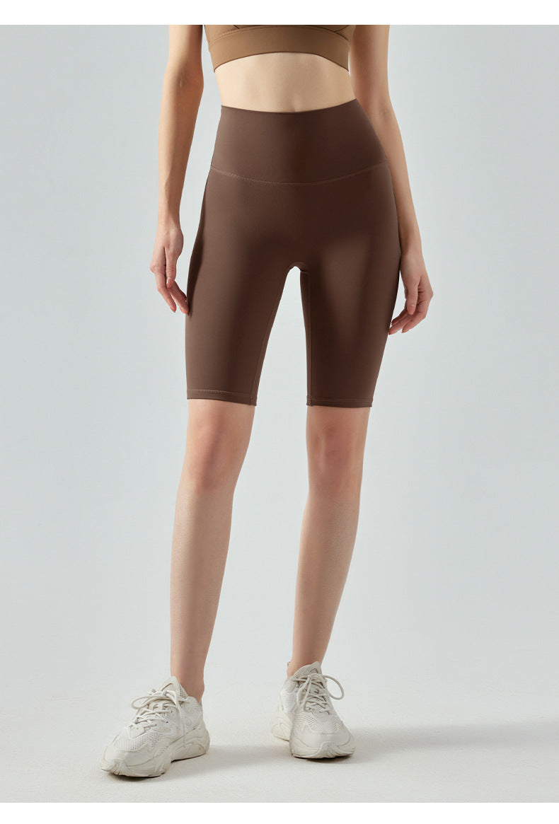 Yoga Shorts High Strength Pocket Anti Curling Skin Friendly Outdoor Sports Fitness Cycling Pants Nude Feel Fitness Shorts