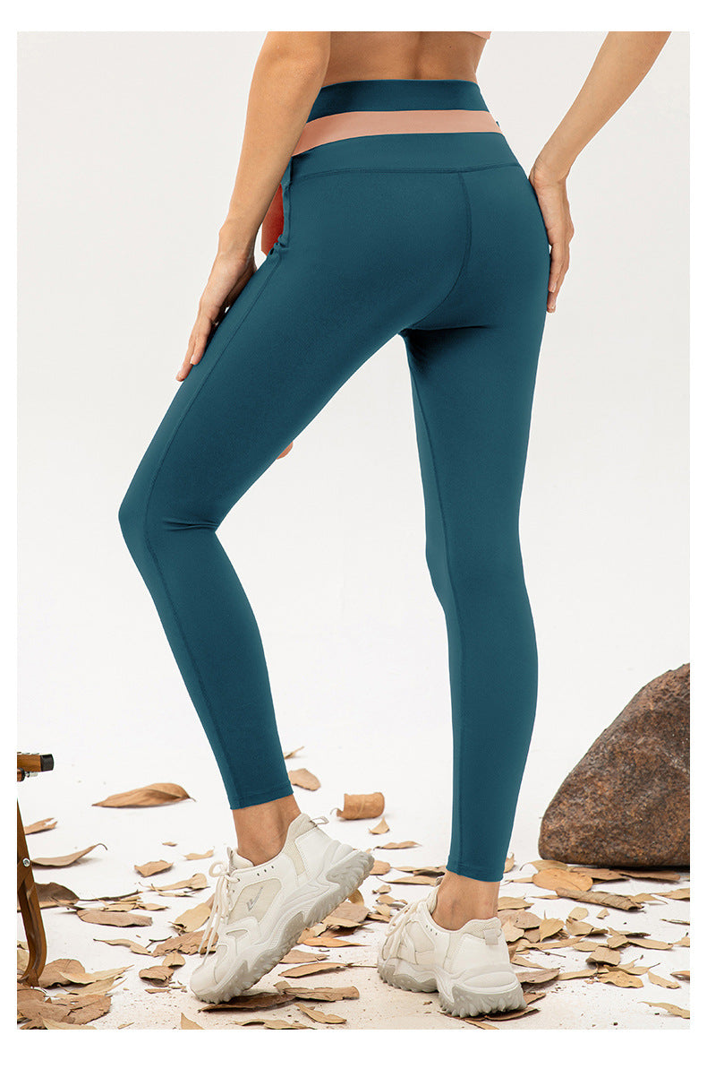 Women Non Embarrassing Line High Waist Yoga Trousers Double Sided Nude Feel High Elastic Tights Breathable Running Fitness Pants