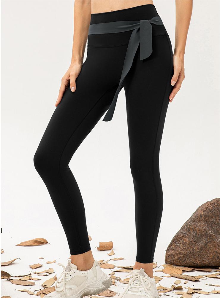 Women Non Embarrassing Line High Waist Yoga Trousers Double Sided Nude Feel High Elastic Tights Breathable Running Fitness Pants