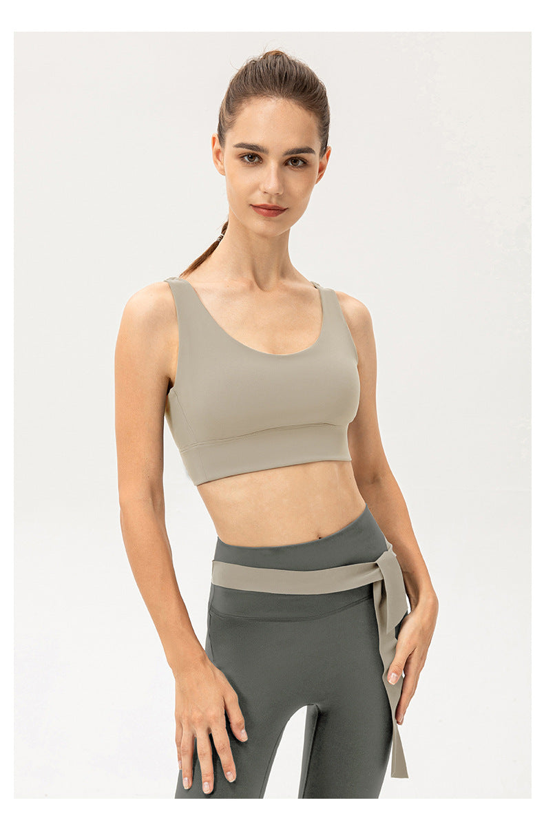 Soutien-gorge de yoga une pièce pour femme, antichoc, push-up, respirant, effet seconde peau, sous-vêtement de sport pour la course et l'entraînement.