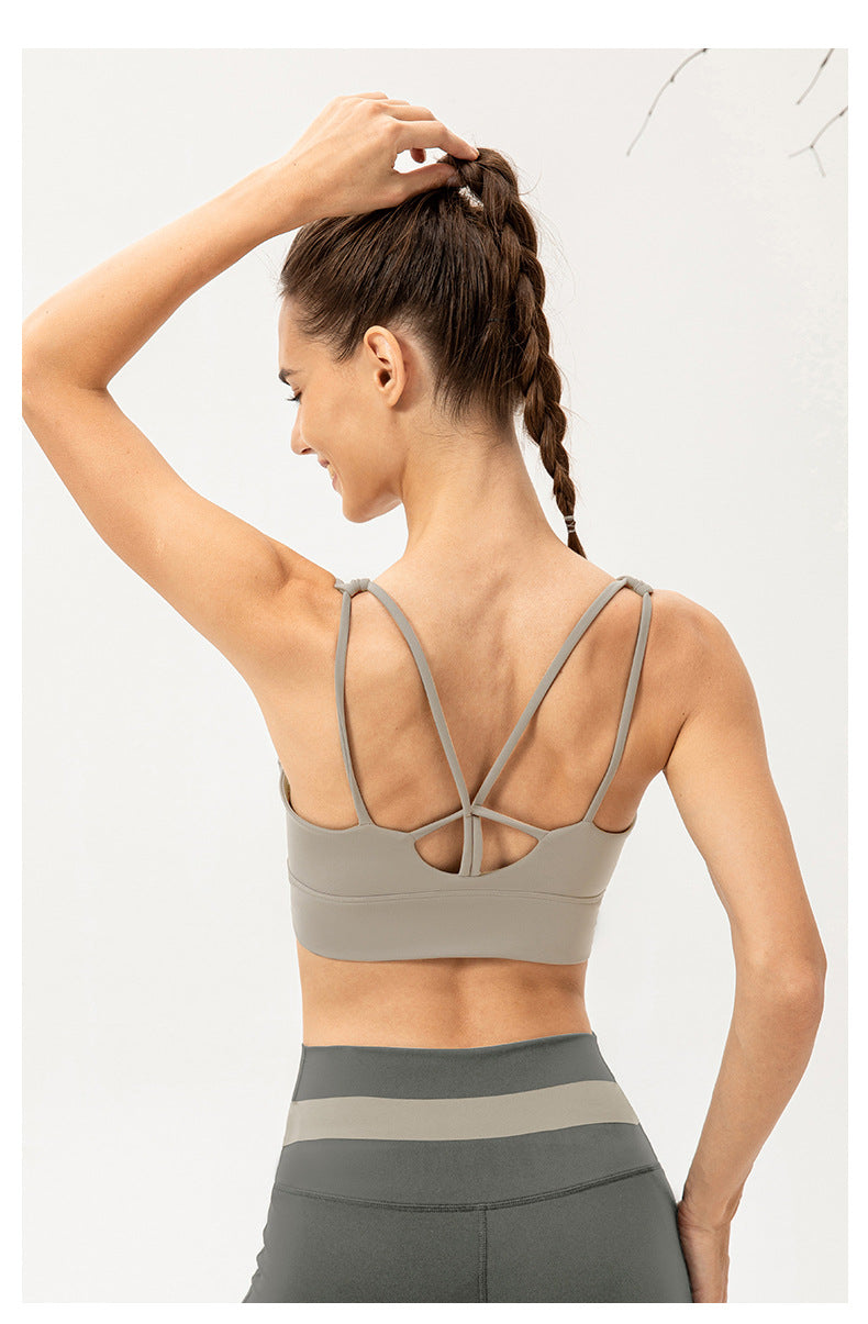 Soutien-gorge de yoga une pièce pour femme, antichoc, push-up, respirant, effet seconde peau, sous-vêtement de sport pour la course et l'entraînement.