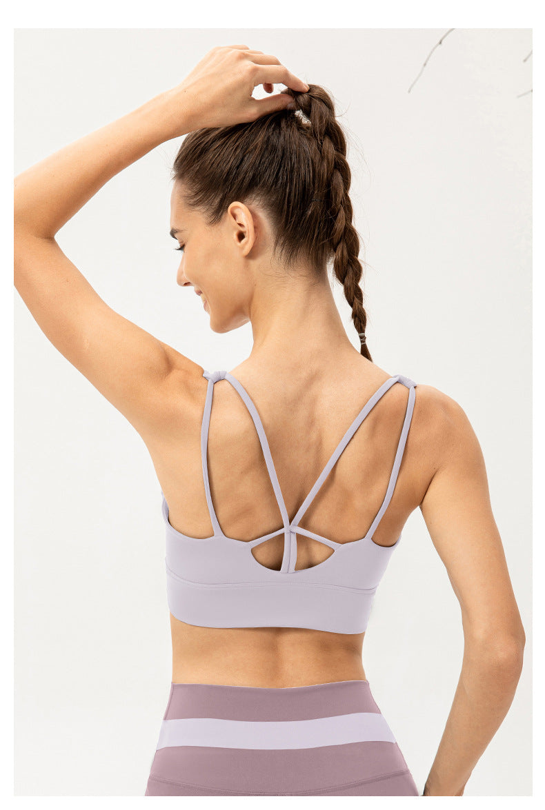 Soutien-gorge de yoga une pièce pour femme, antichoc, push-up, respirant, effet seconde peau, sous-vêtement de sport pour la course et l'entraînement.