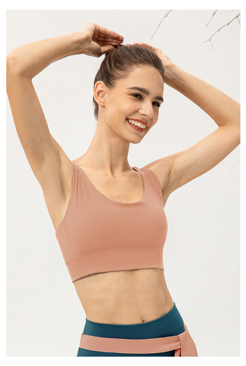 Soutien-gorge de yoga une pièce pour femme, antichoc, push-up, respirant, effet seconde peau, sous-vêtement de sport pour la course et l'entraînement.