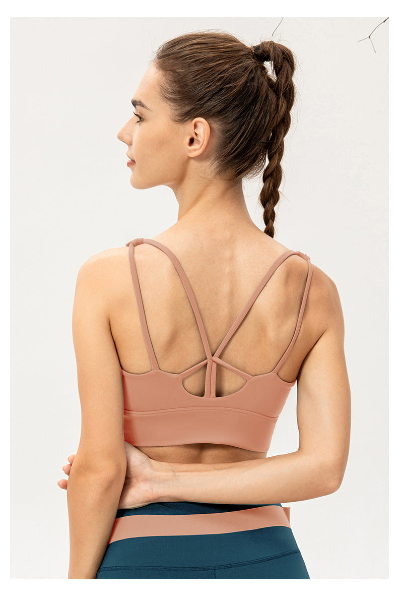 Soutien-gorge de yoga une pièce pour femme, antichoc, push-up, respirant, effet seconde peau, sous-vêtement de sport pour la course et l'entraînement.