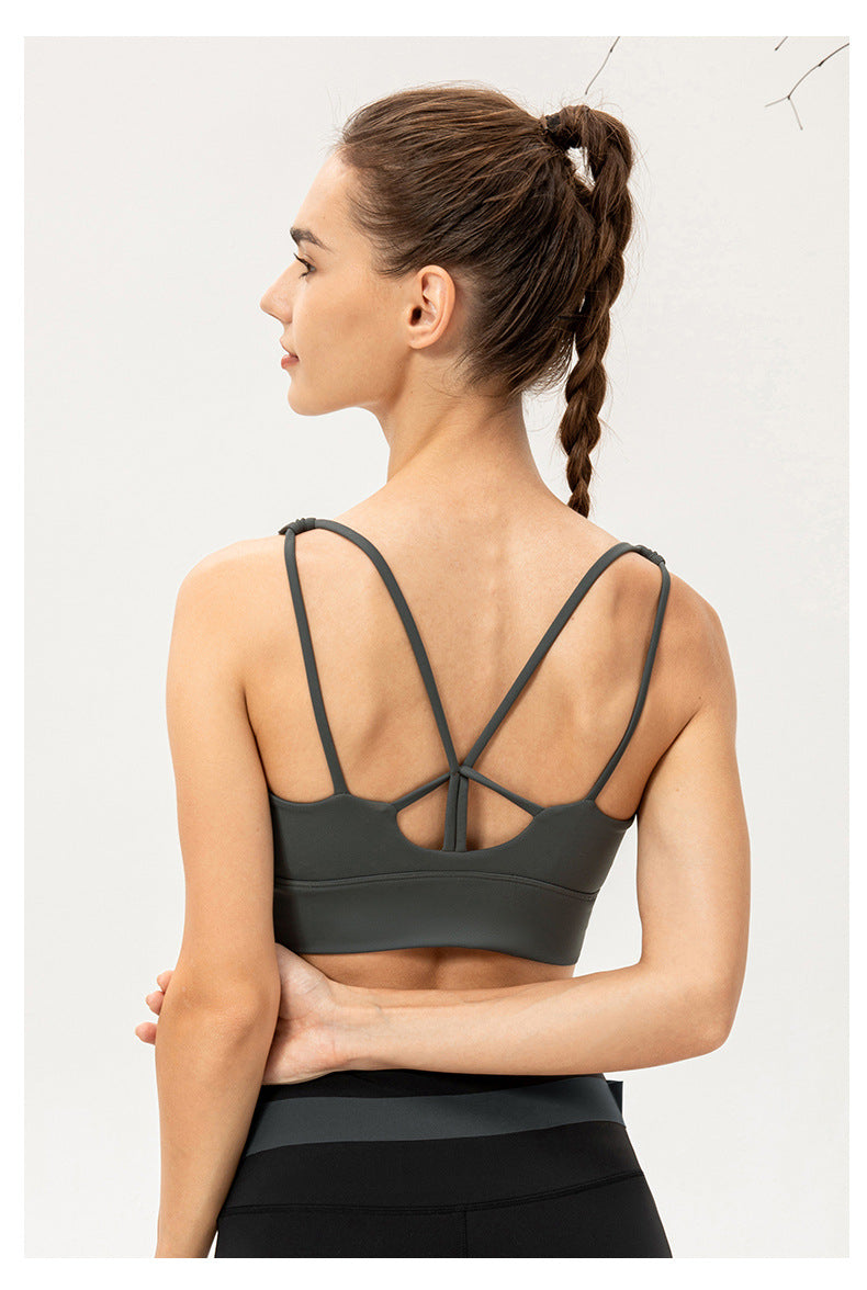 Soutien-gorge de yoga une pièce pour femme, antichoc, push-up, respirant, effet seconde peau, sous-vêtement de sport pour la course et l'entraînement.
