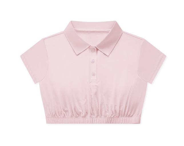 Water Cooled Cooling Wicking Sports Short Sleeve Women Shrink Hem with Chest Pad Quick Drying Breathable Polo Shirt