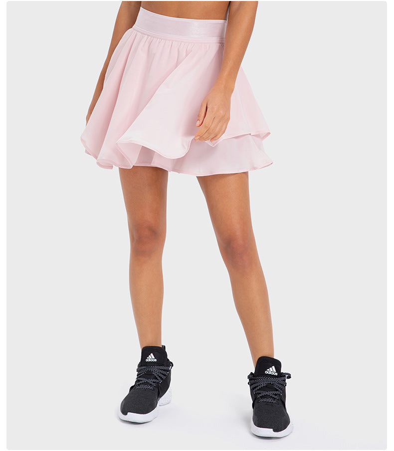 Water Cooled Cooling Quick Drying Faux Two Pieces Tennis Skirt Liner Side Bag Anti-Exposure Yoga Shorts Women