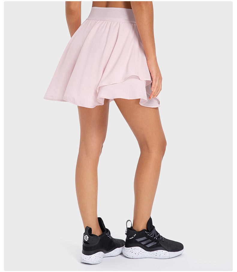 Short de tennis deux pièces pour femme, respirant, à séchage rapide et respirant, avec doublure et poche latérale, protection anti-décoloration.