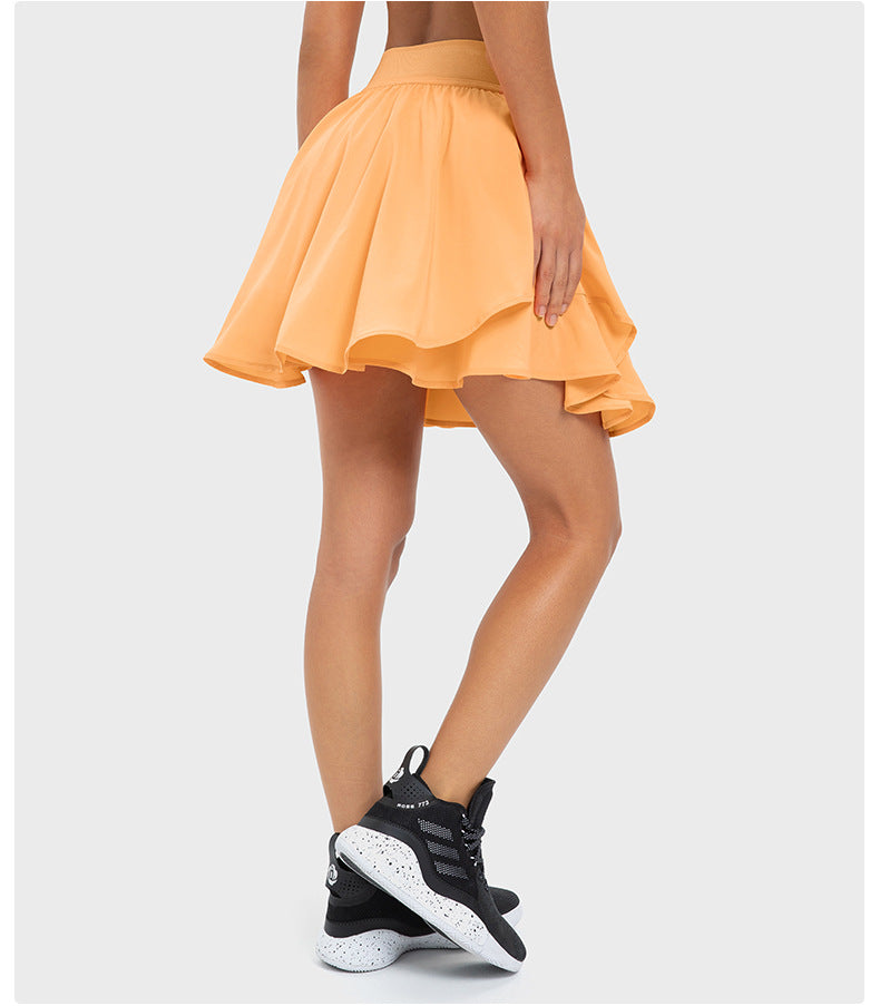 Water Cooled Cooling Quick Drying Faux Two Pieces Tennis Skirt Liner Side Bag Anti-Exposure Yoga Shorts Women