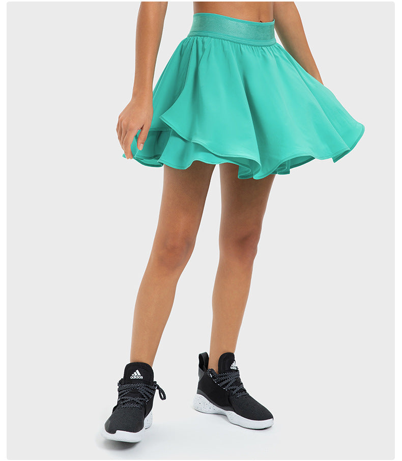 Short de tennis deux pièces pour femme, respirant, à séchage rapide et respirant, avec doublure et poche latérale, protection anti-décoloration.