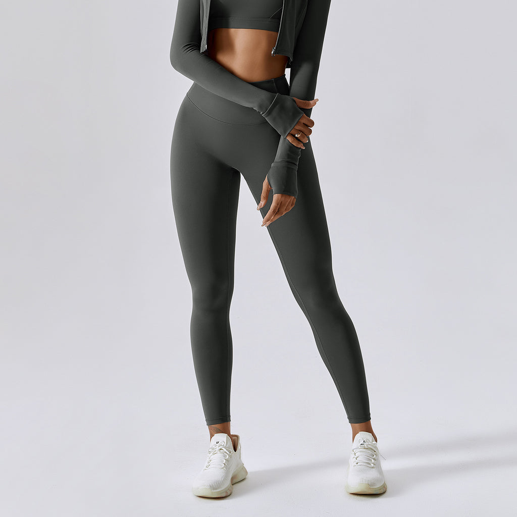 Sollinarry Nude Feel Skinny Yoga Pants Women Outdoor Running Quick Drying Fitness Pants High Waist Hip Lift Sports Pants