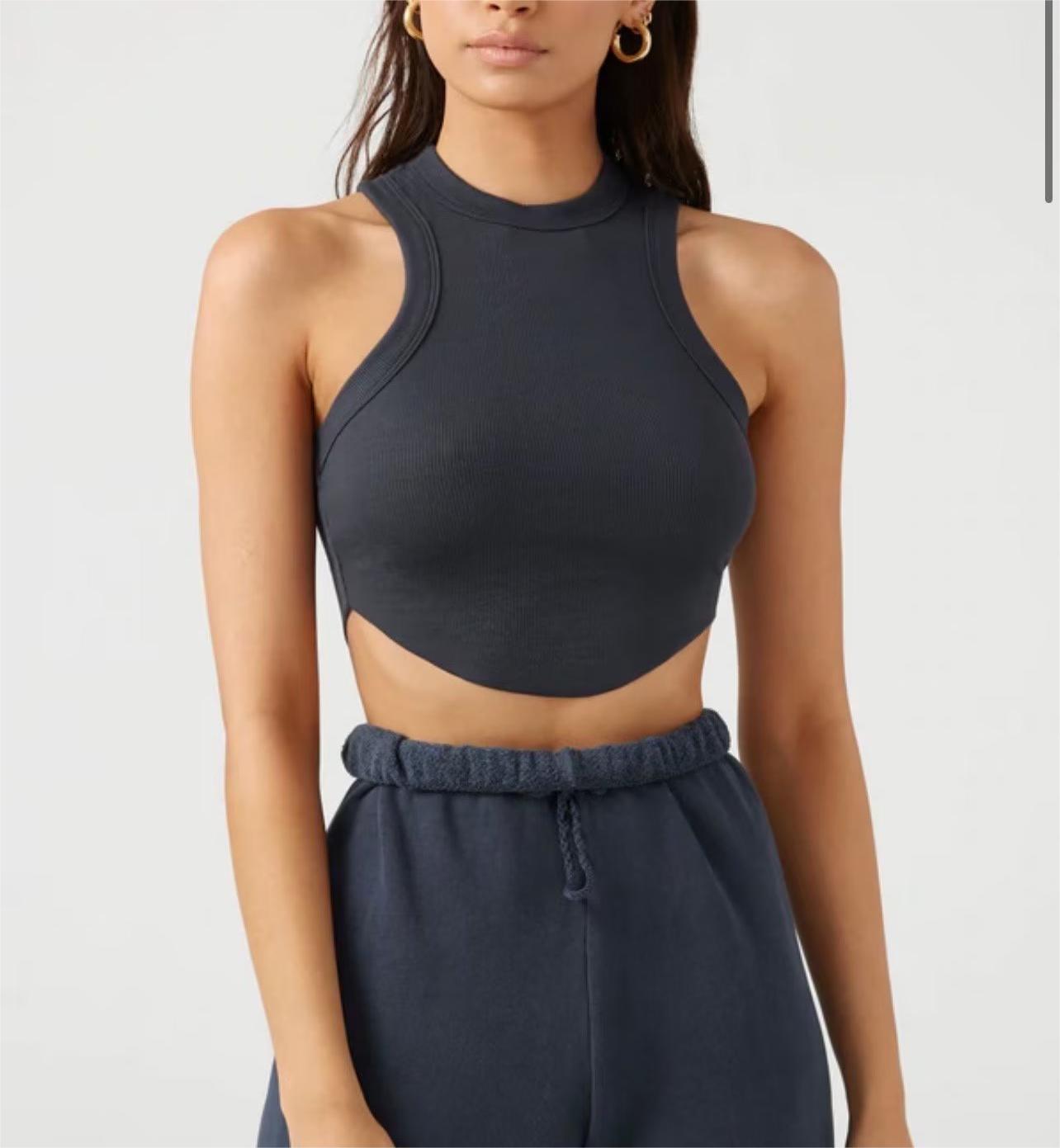 Sports Vest Women Fitness Yoga Dance Running Chest Pad Sunken Stripe I Shaped Quick Drying Top