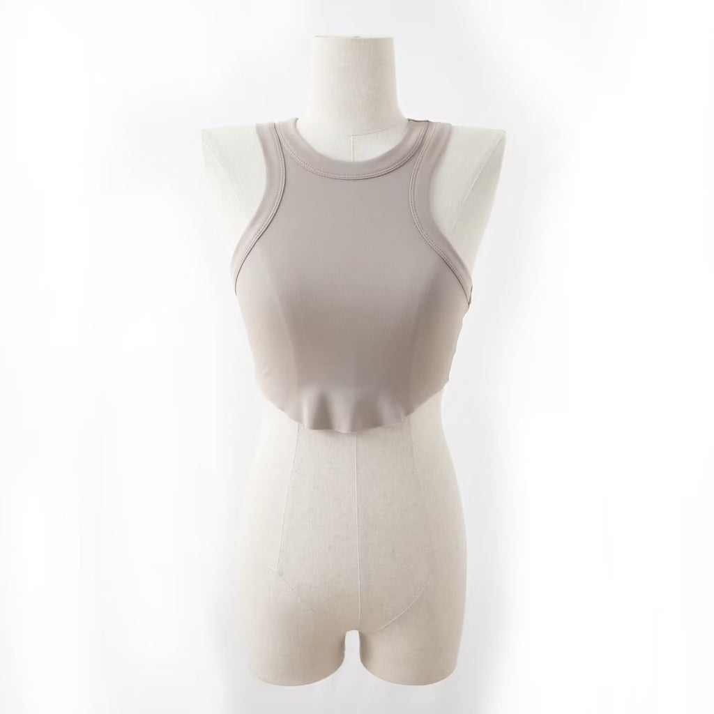 Sports Vest Women Fitness Yoga Dance Running Chest Pad Sunken Stripe I Shaped Quick Drying Top