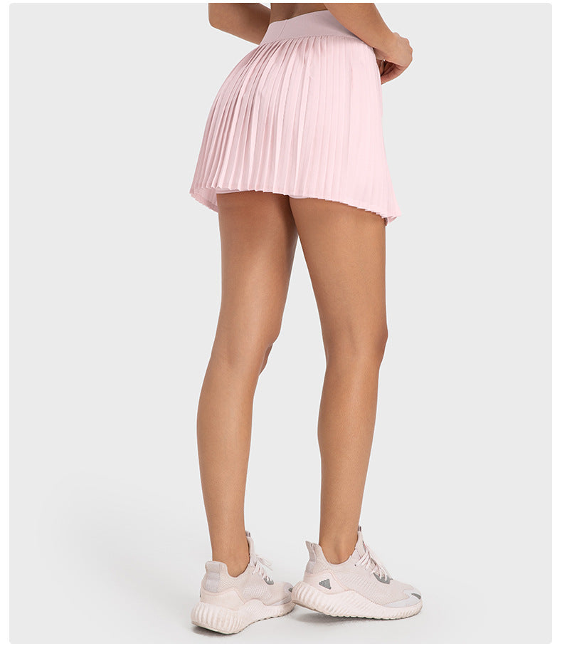 Water Cooled Cooling Three Points Exercise Skort Yoga Cross Front Pleated Skirt Tennis Skirt
