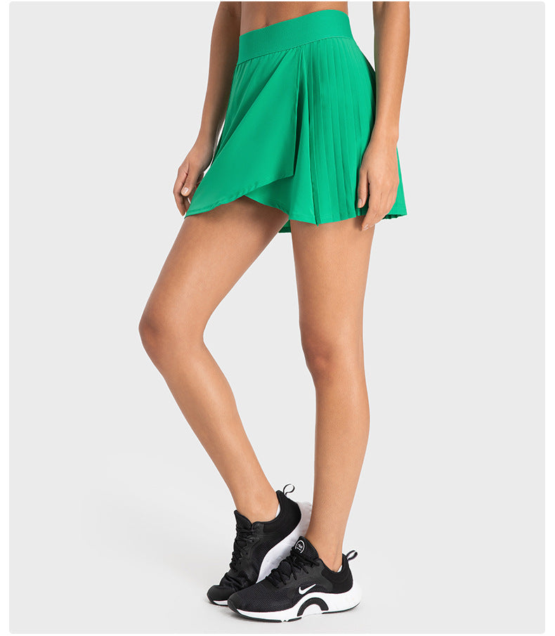 Water Cooled Cooling Three Points Exercise Skort Yoga Cross Front Pleated Skirt Tennis Skirt