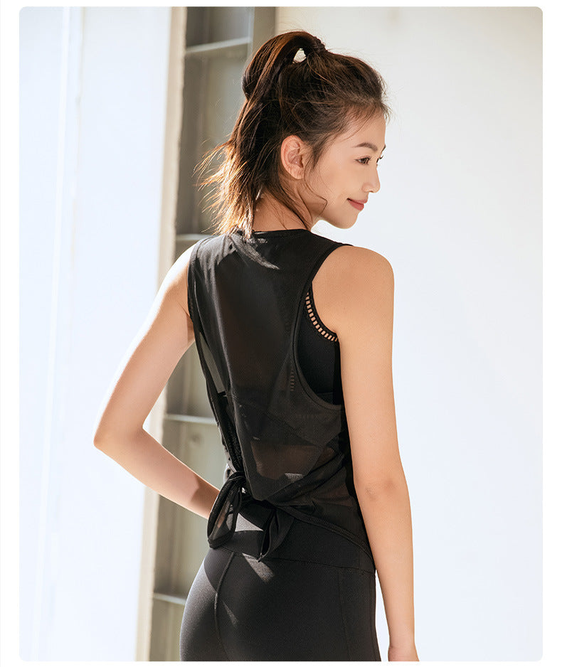 Mesh Breathable Sports Blouse Women Running Workout Quick Drying T shirt Sleeveless Vest Yoga Clothing Top