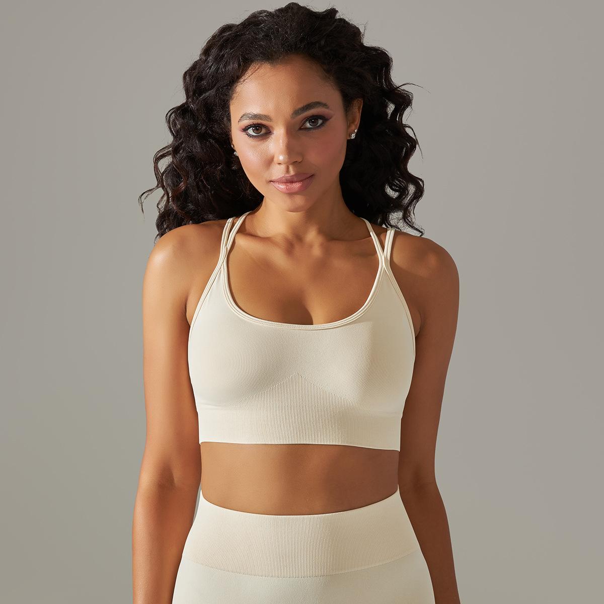 Seamless Knit Breathable Yoga Clothes Cross Beauty Back Exercise Bra Running Tight Workout Clothes Women