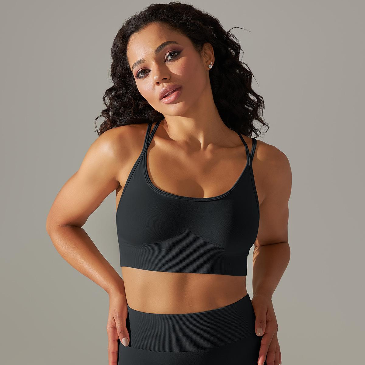 Seamless Knit Breathable Yoga Clothes Cross Beauty Back Exercise Bra Running Tight Workout Clothes Women